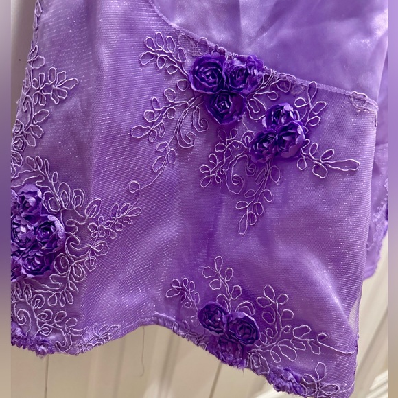 Disney Chasing Fireflies Descendants Mal Long Tier Ruffle Dress Girls 6 Costume - Picture 10 of 16